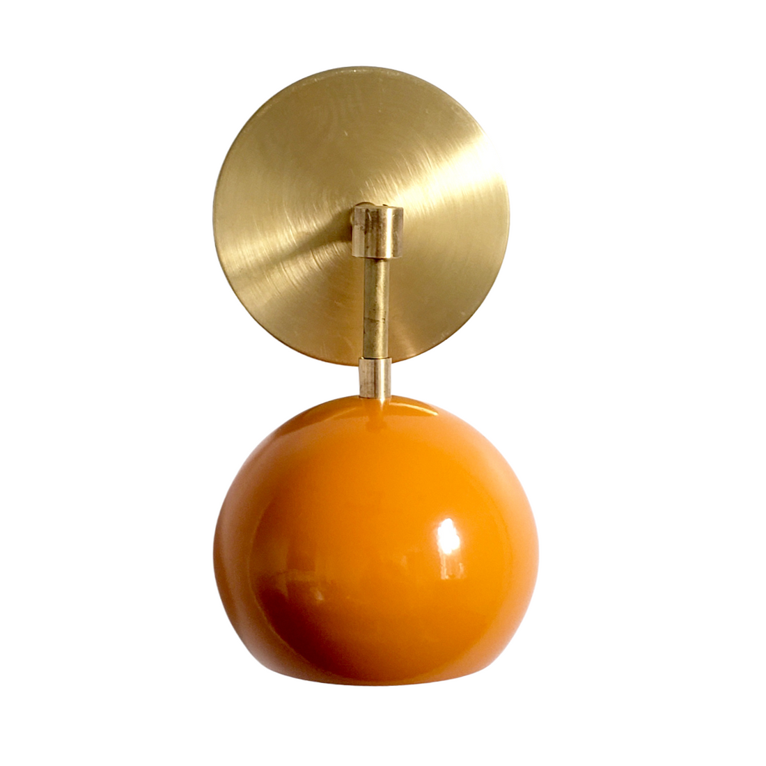 Mid Century Flame Orange Globe Wall Sconce - Modern Brass Or Chrome Light
