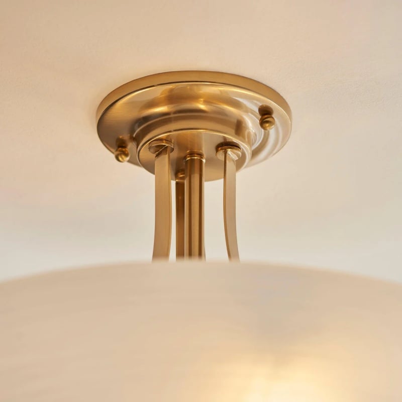 Lunetal Timeless Three-Arm Structure Semi Flush Chandelier – Vintage Pendant Light for Bedroom or Entry