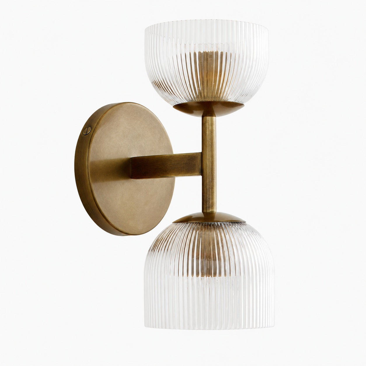 Bravira Ribbed Glass Sconce - Metal Wall Light with Clear Glass Shade