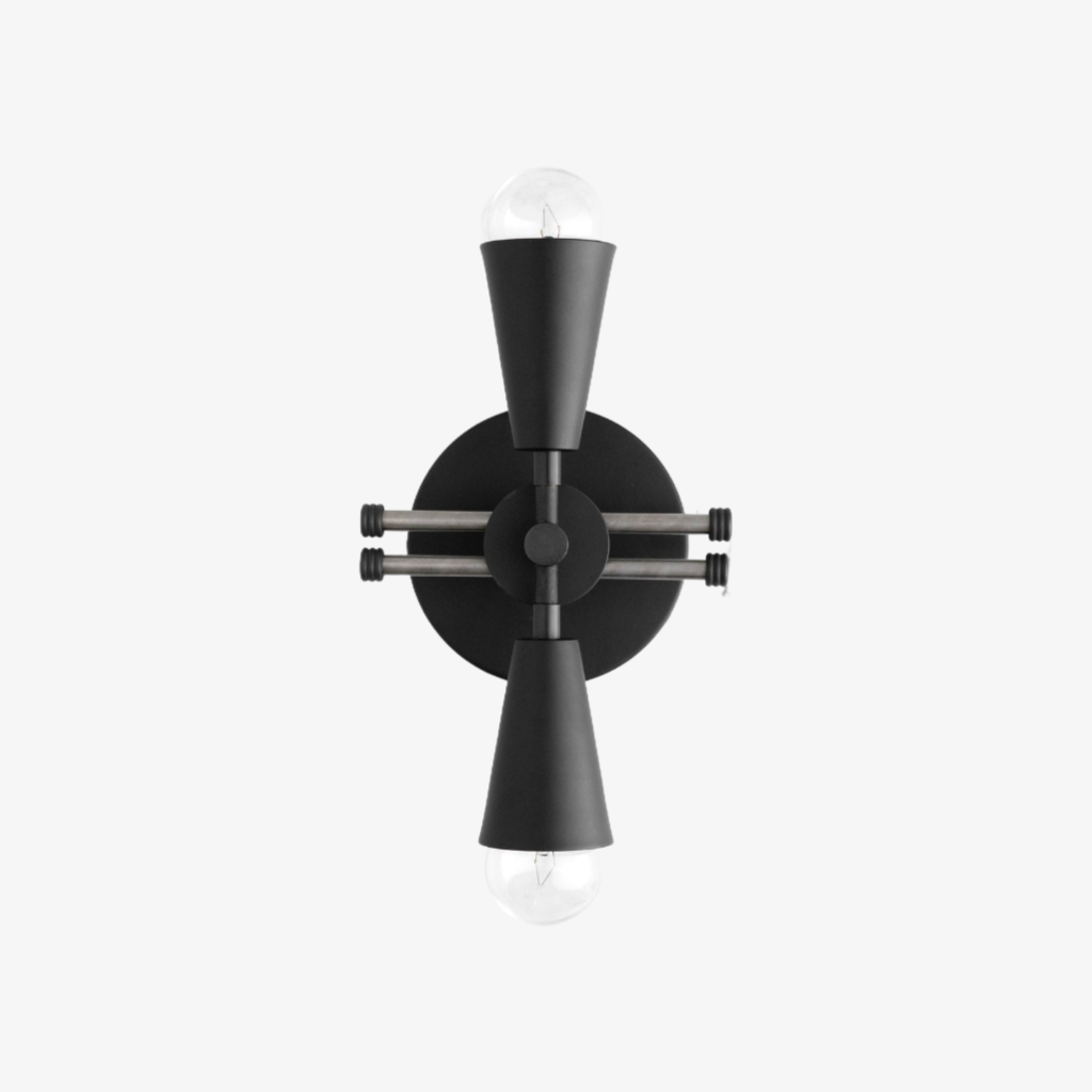 Pyralis Cone Dual Brushed Brass Cone Wall Sconce – Art Deco Vanity Light for Bathroom