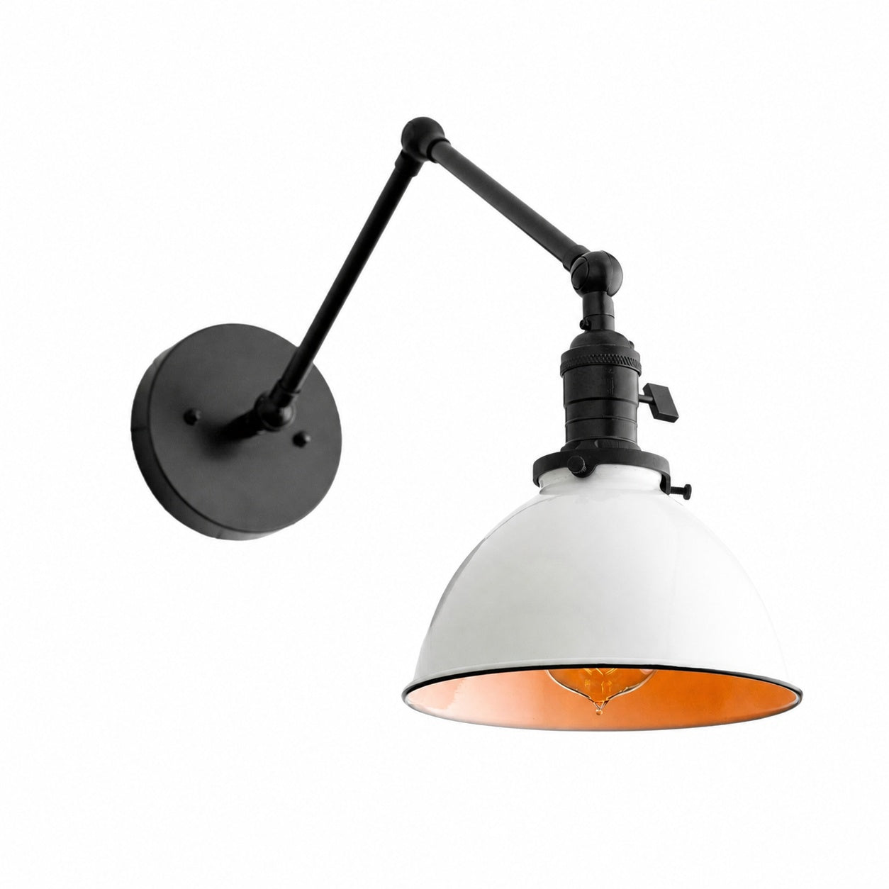 Conique Metal Vintage Industrial Swing Arm Wall Lamp - Adjustable Dome Shade for Study