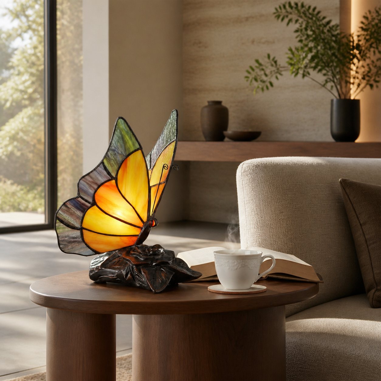 TF Butterfly Table Lamp – Nature-Inspired Glass Design Perfect for Living Rooms or Hallways