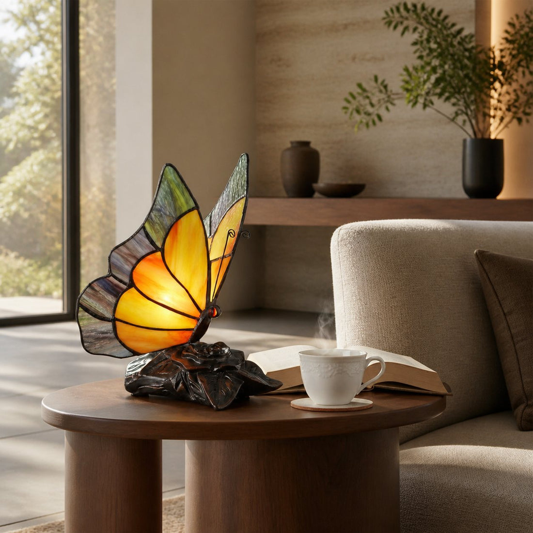 TF Butterfly Table Lamp – Nature-Inspired Glass Design Perfect for Living Rooms or Hallways