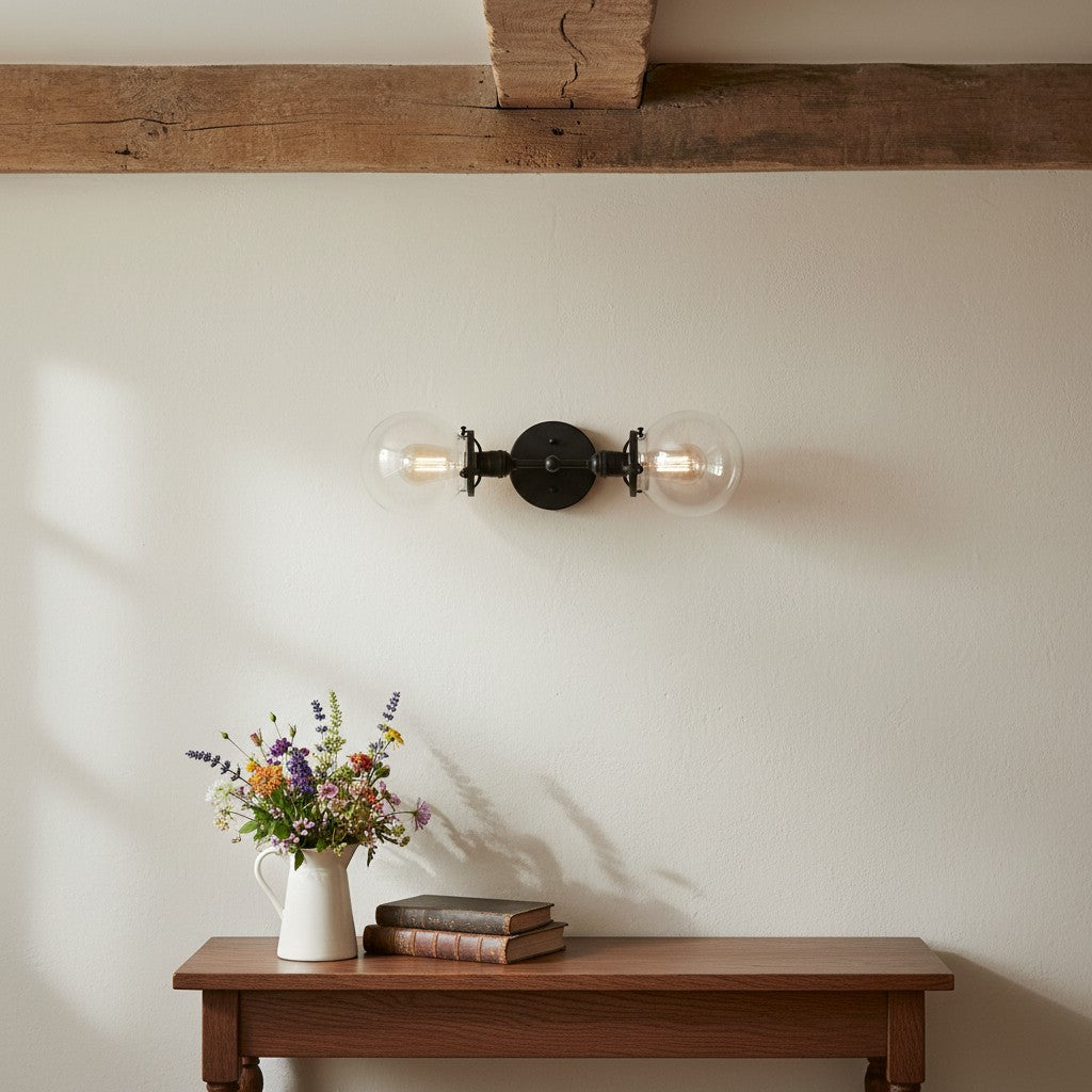 Lumio Globe Industrial Vanity Lighting- Modern Double Globe Wall Light