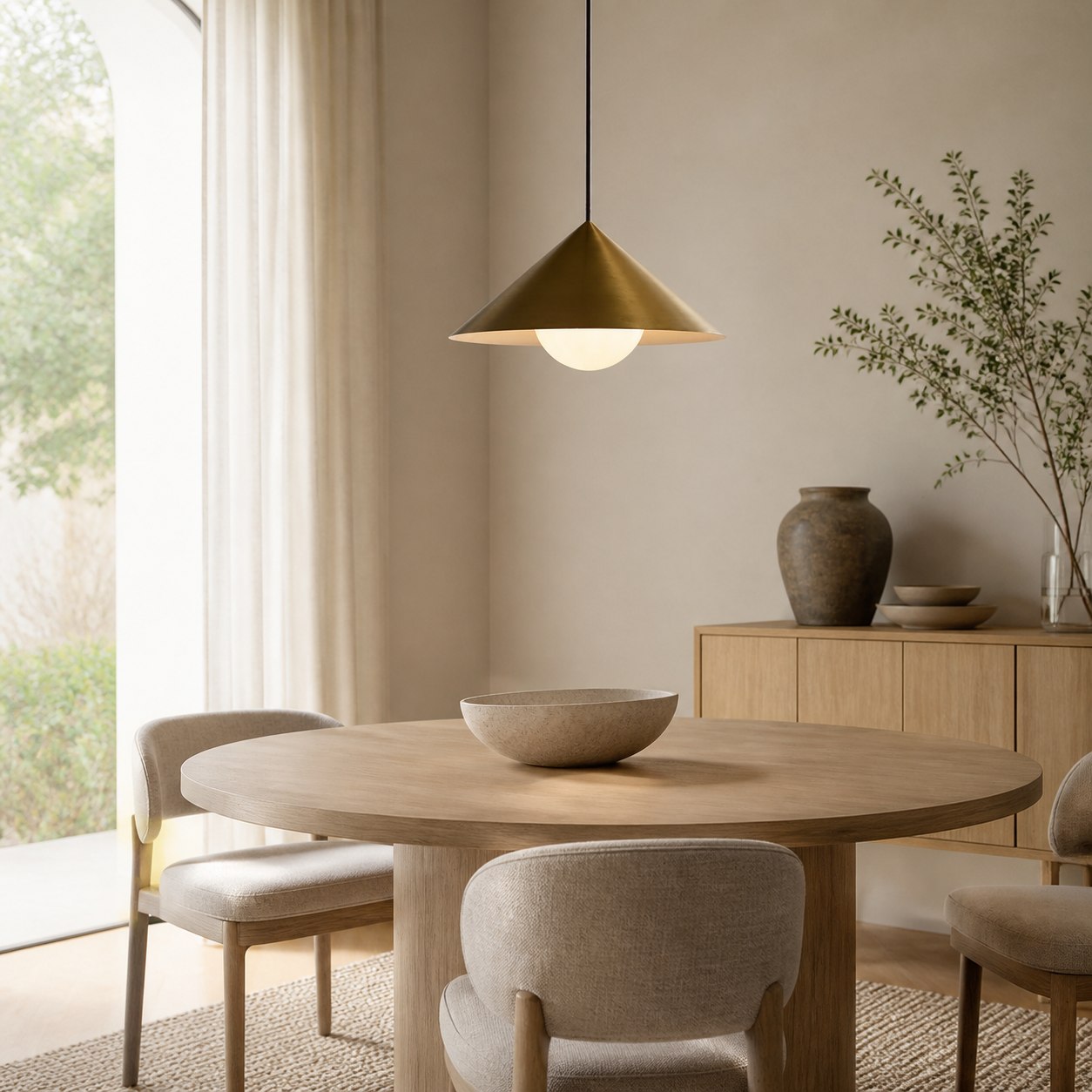 Brivana Adjustable Pendant – Cone Shade Light for Kitchen or Dining