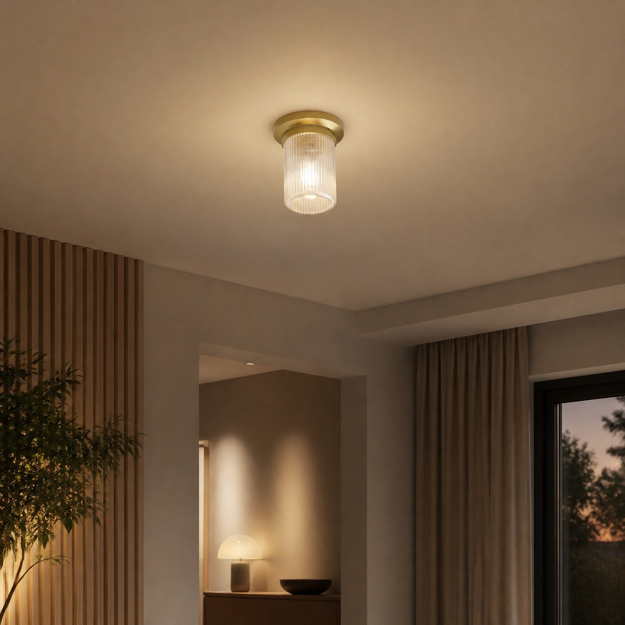 Rivora Fluted Glass Flush Mount – Ribbed Durable Ceiling Light