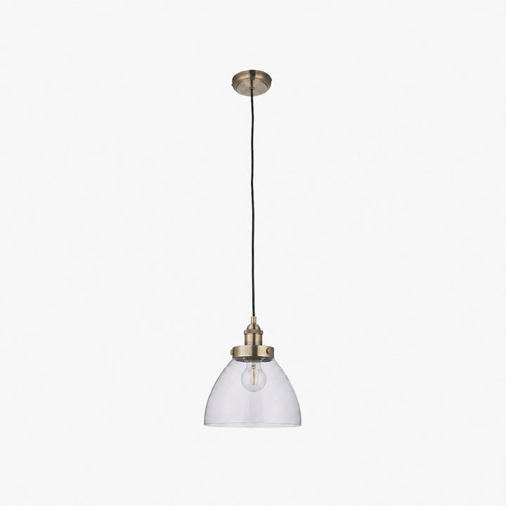 Novera Art Deco Dome Adjustable Height Glass Shade Pendant Light - Living Room