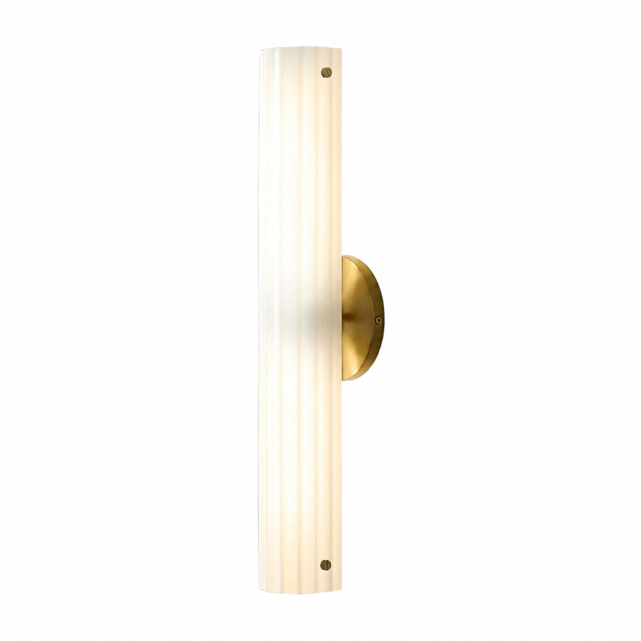 Trenia Steel Wall Sconce with Milky Glass Shade - Vertical Ribbed Design