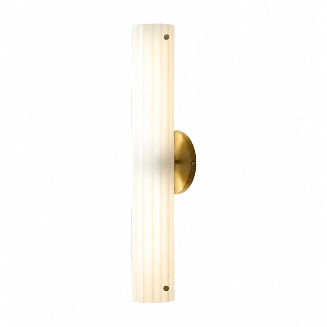 Trenia Steel Wall Sconce with Milky Glass Shade - Vertical Ribbed Design