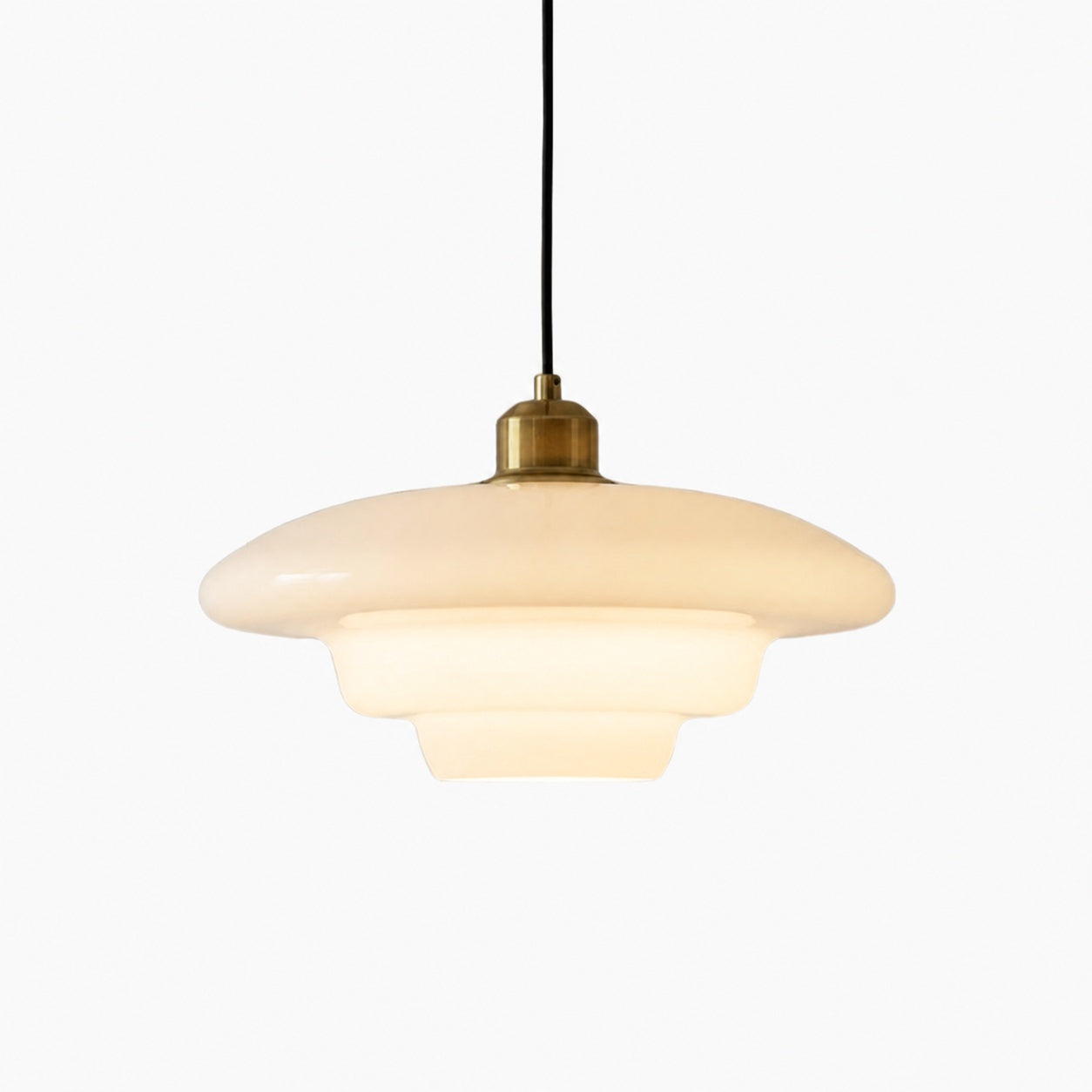 Opalisse Art Deco Pendant Light – Milk Glass Dome Ceiling Lamp for Dining Room N07