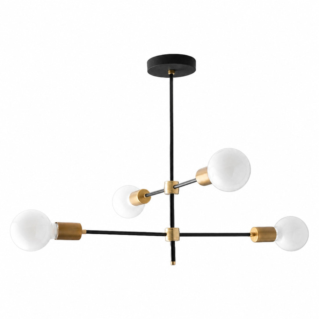 Mobilux Line Black and Brass Chandelier - Contemporary Globe Ceiling Hanging Light