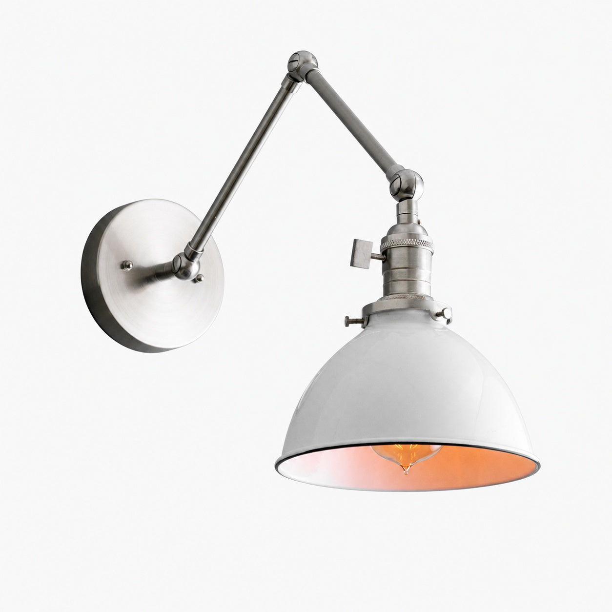 Conique Metal Vintage Industrial Swing Arm Wall Lamp - Adjustable Dome Shade for Study