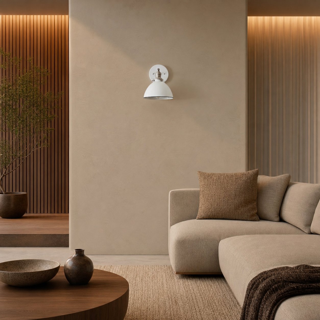 Conique Metal Wall Sconce - White Metal Shade - Industrial Modern Lighting