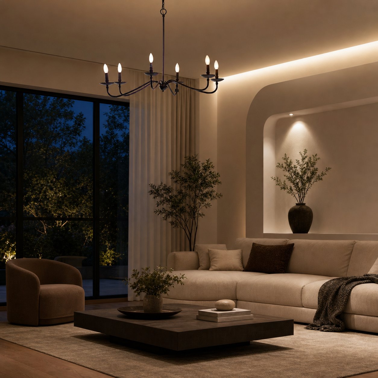 Rowan Timeless Iron Candle Design Chandelier - Industrial Interior Lighting For Bedroom