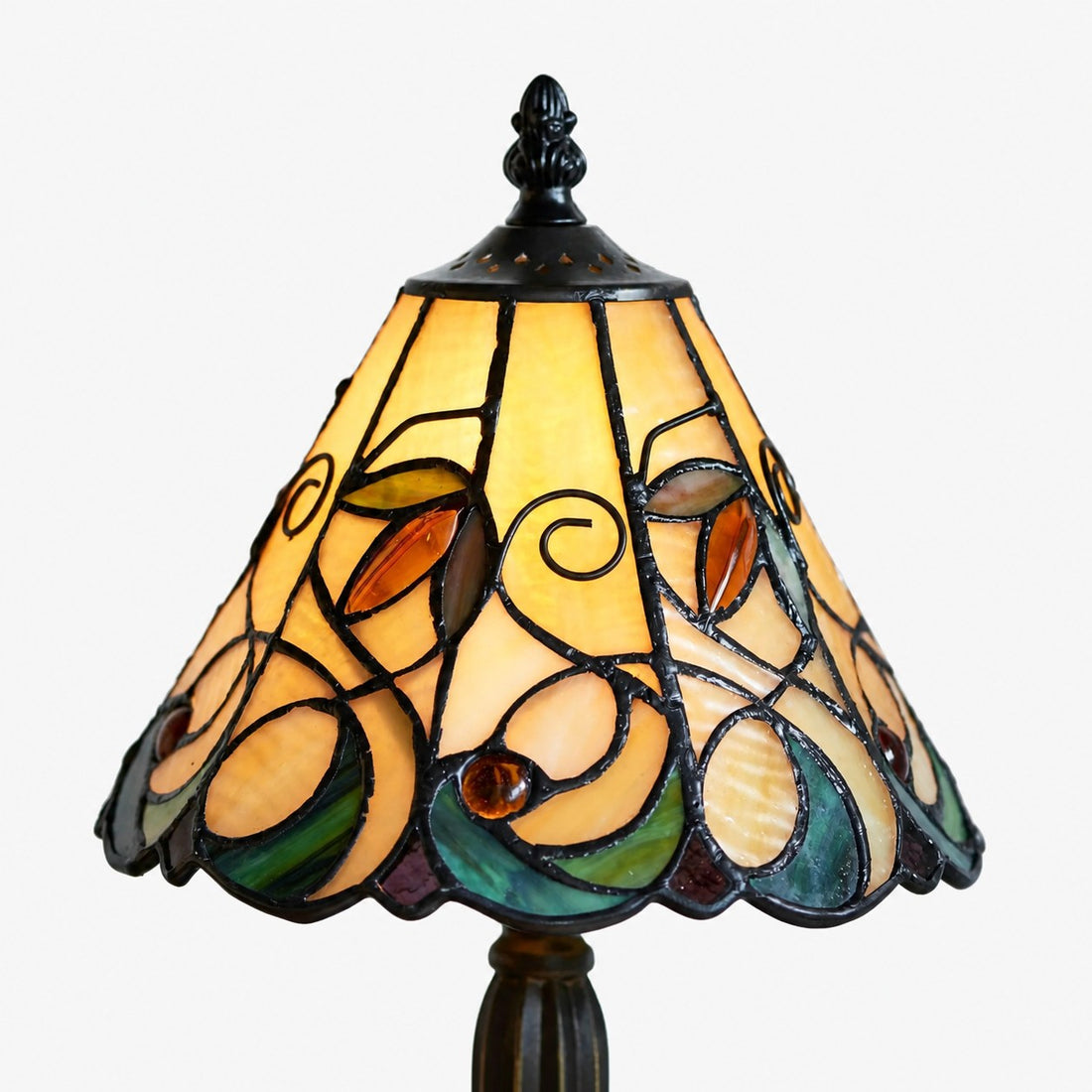 TF Jamelia Classic Stained Glass Table Light Lamp - Handcrafted Glass Light for Bedroom
