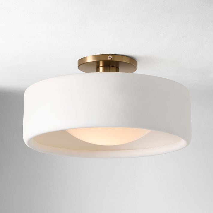 Cerova Modern Porcelain Flush Mount Ceiling Light– Elegant Ivory Shade