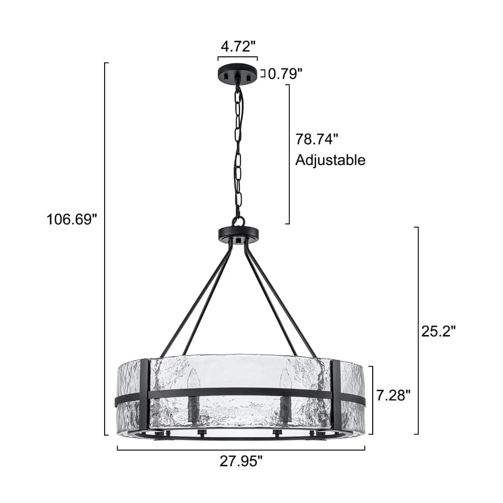 Modern Wide Drum Pendant Lamp – Clear Glass Chandelier For Living Room