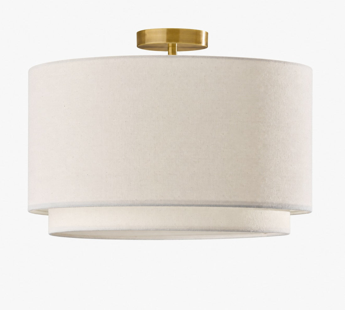 Dumora Fabric Drum Shade Ceiling Lamps - Double Layer Farmhouse Design