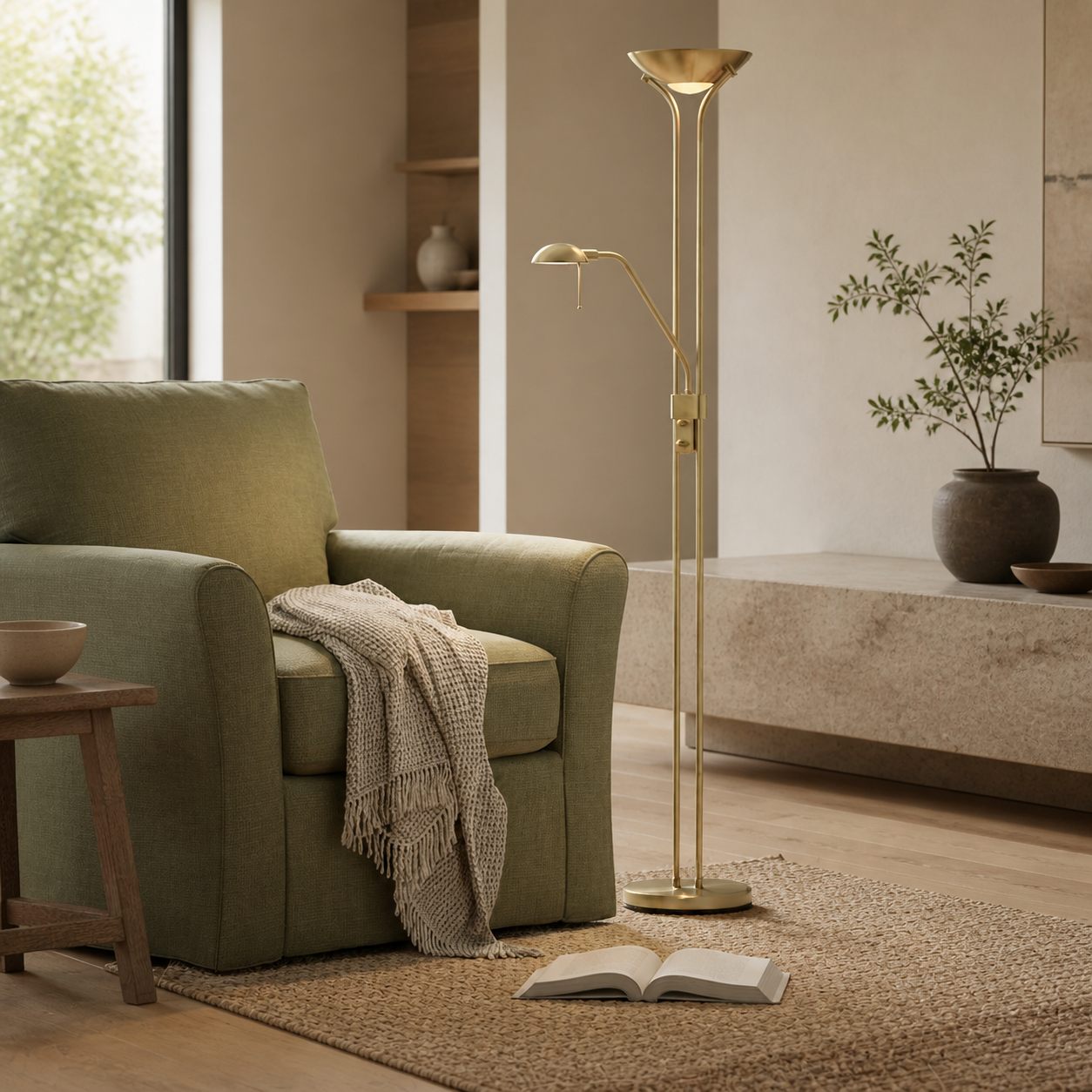 Linexis Art Deco Metal & Opal Glass Floor Lamp – Dual-Light Design for Modern Interiors