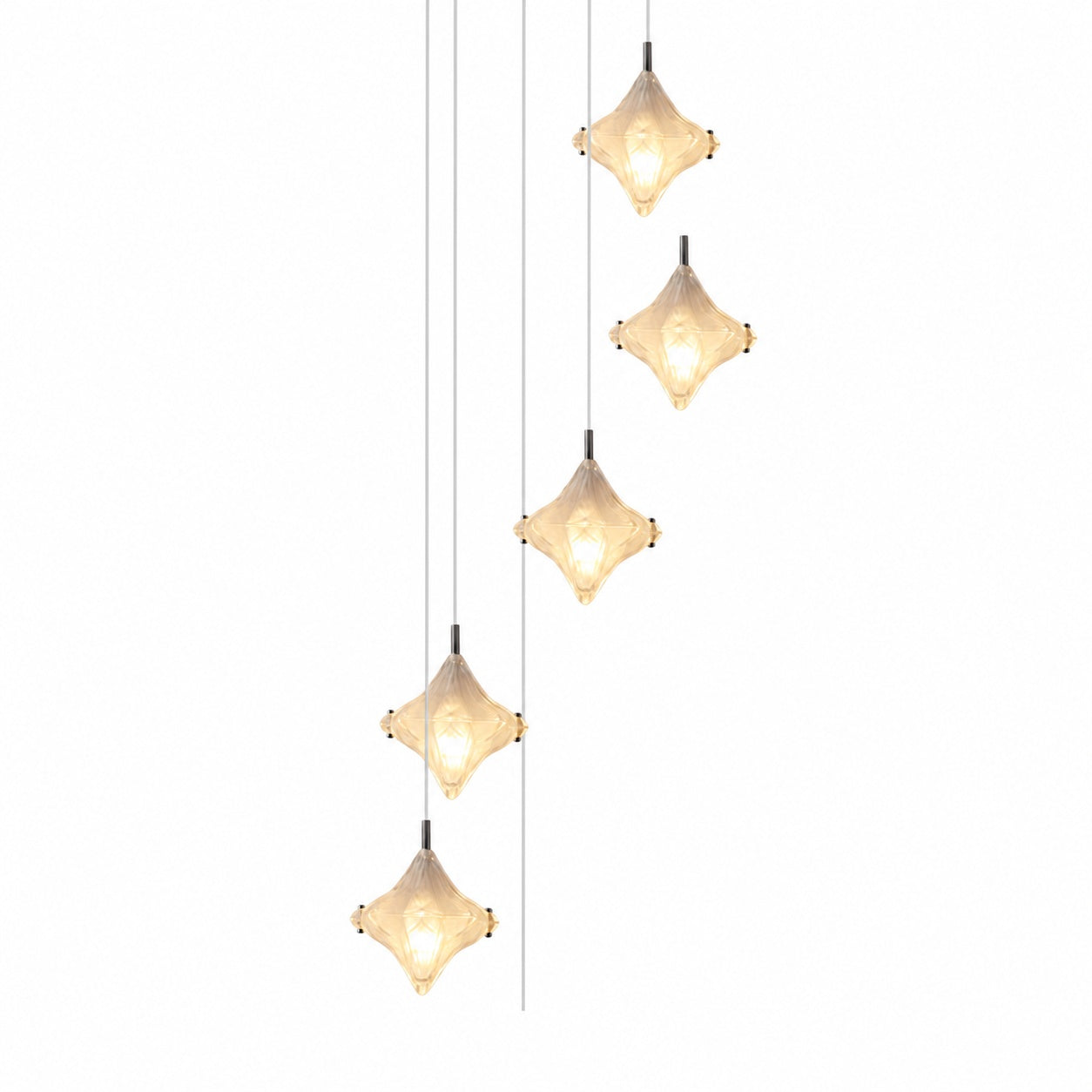 Art Deco Star Staircase Pendant Light – Frosted Glass Hanging Fixture –  Astris Altair