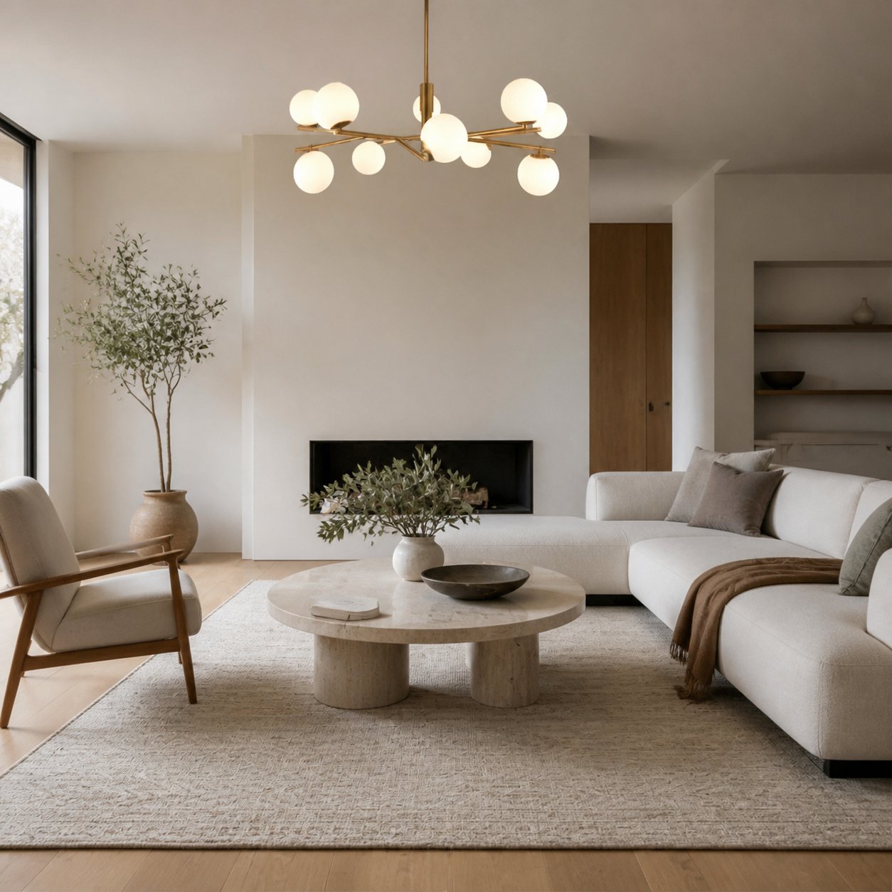 Tivara Mid-Century Modern 10-Light Pendant – Chandelier with Globe Shades for High Ceilings