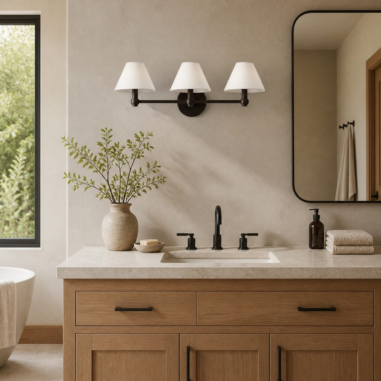 Roven Metal Wall Sconce – Sleek Metal Single or Triple Sconce for Vanity or Bathroom
