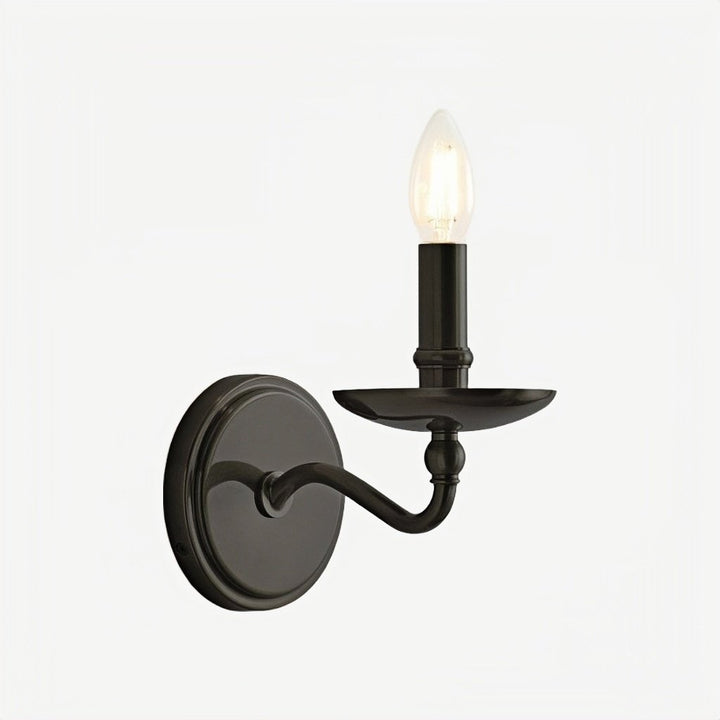 Tela Classic Iron Candle-Arm Wall Sconce – Rustic Metal Single or Double Fixture for Hallway and Dining