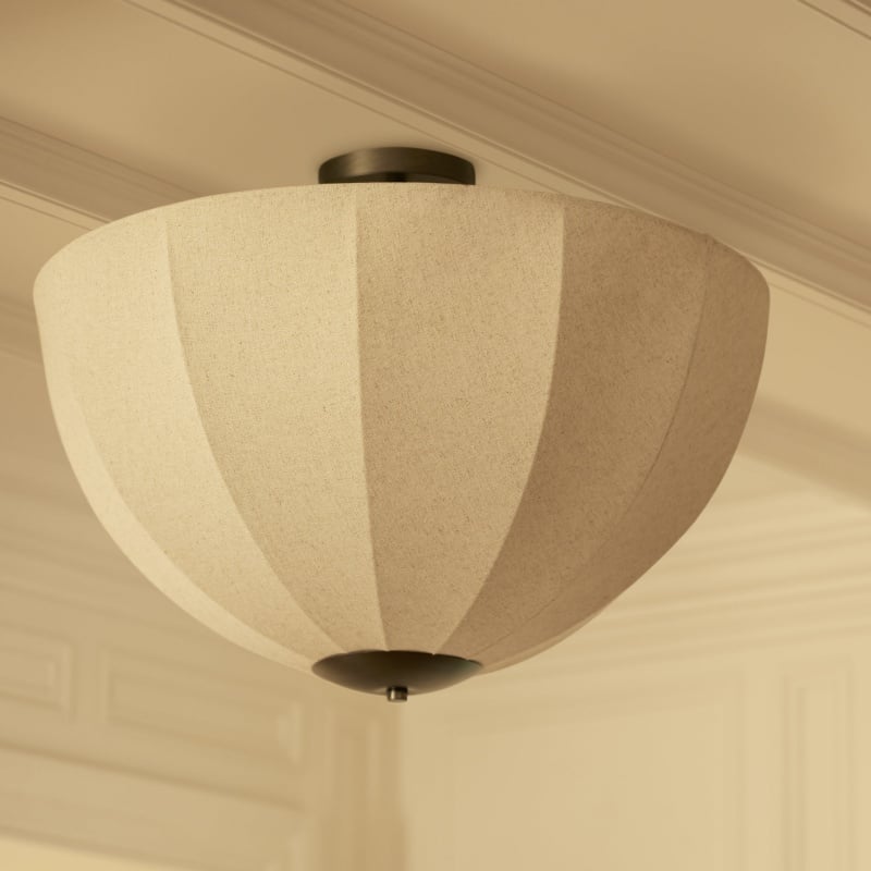 Lumarys Pendant / Flush Mount Lamp – Botanical-Inspired Linen Shade for Dining Area or Living Room