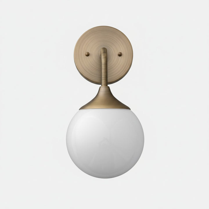 Glorica Glass Wall Sconce - Frosted Globe Light with Brass Fixture