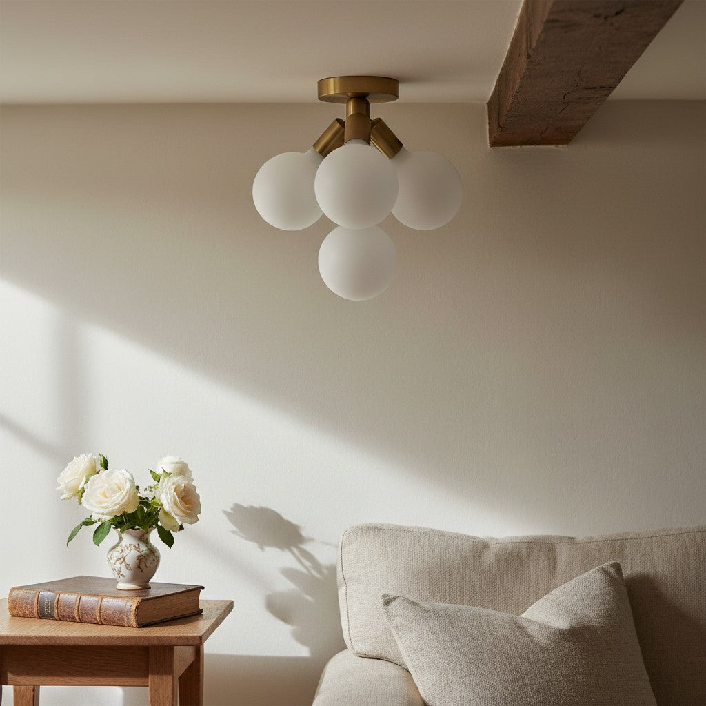 Glorica Glass Flush Mount Light - Globe Ceiling Fixture Modern