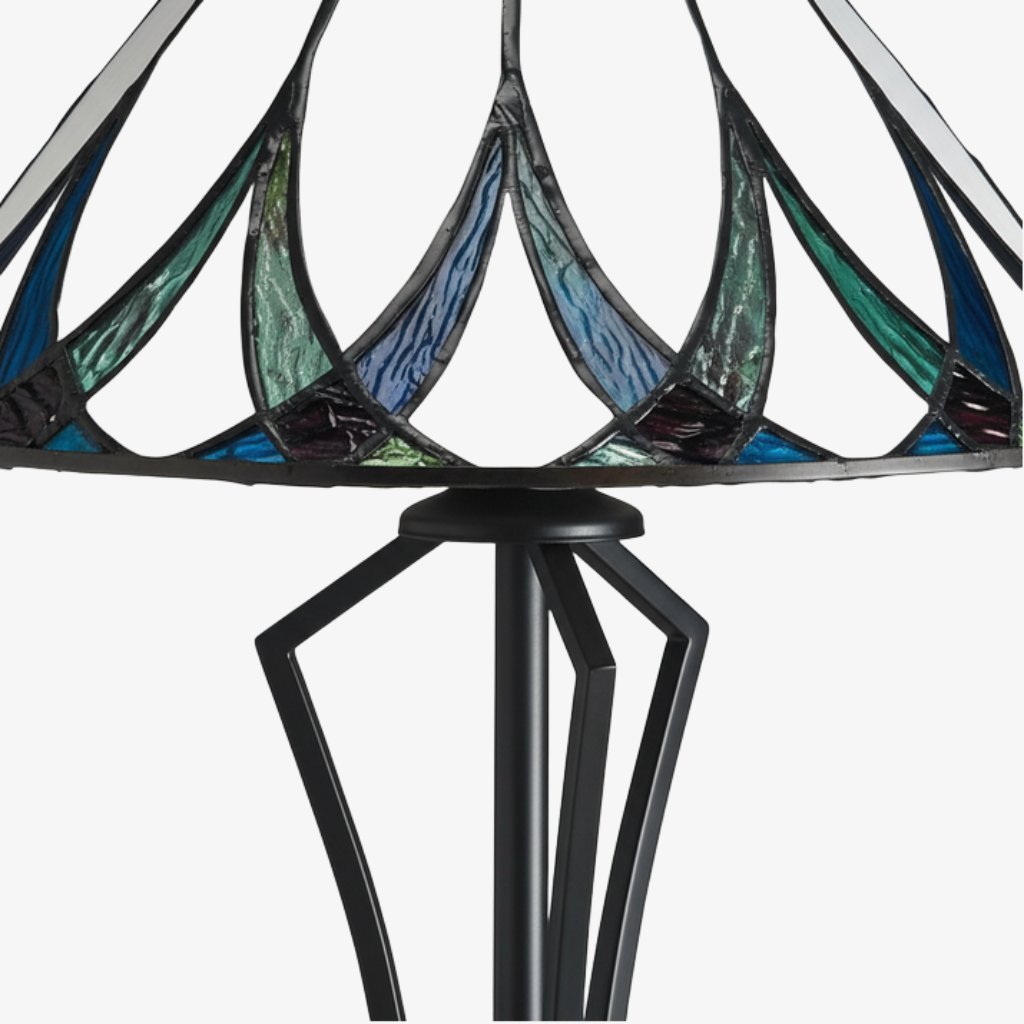 TF Allanton Water Ripple Glass Table Lamp - Classic Style for Living Room, Bedroom or Study