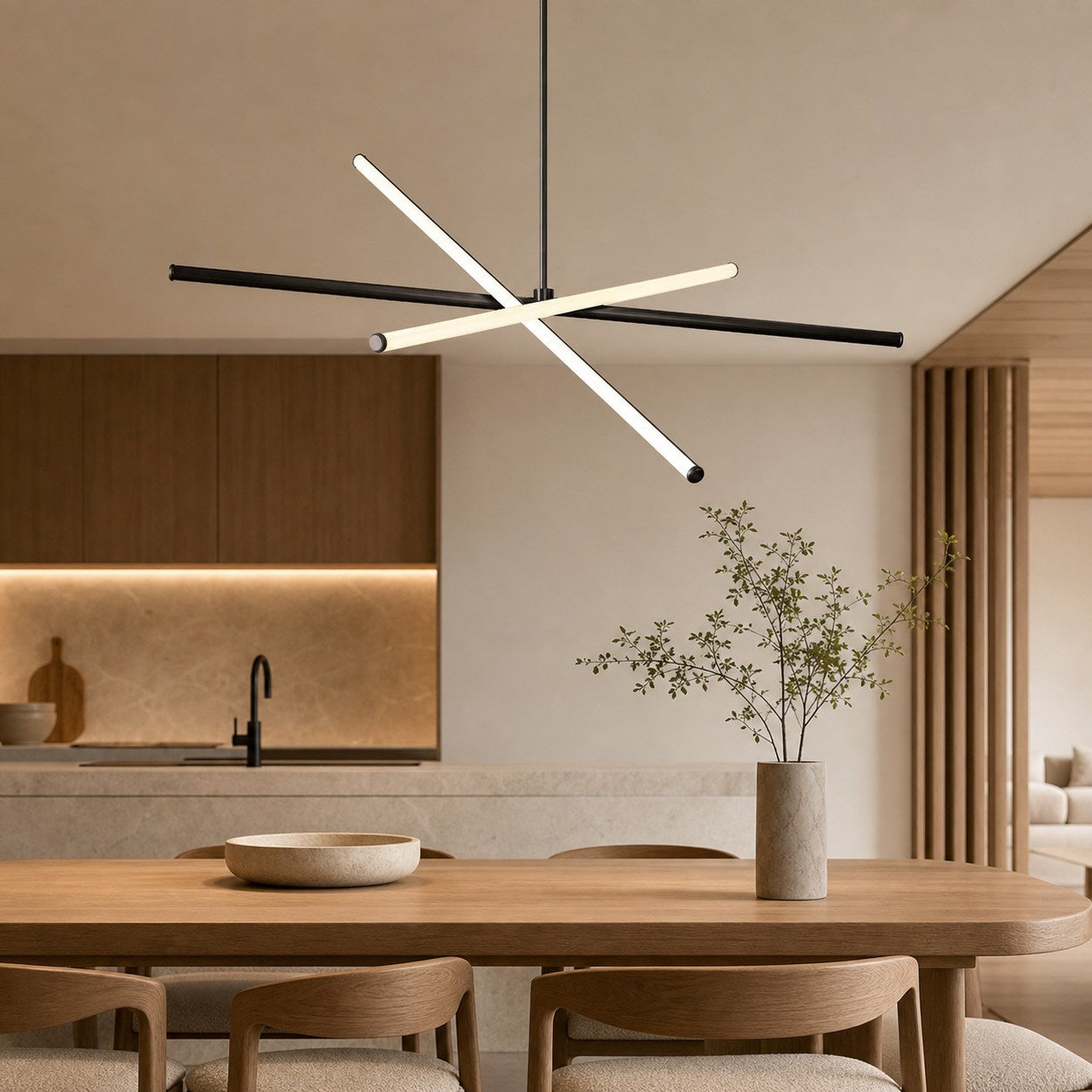 Voro Minimalist Chrome Light Rods - LED Semi-Flush Mount Ceiling Light