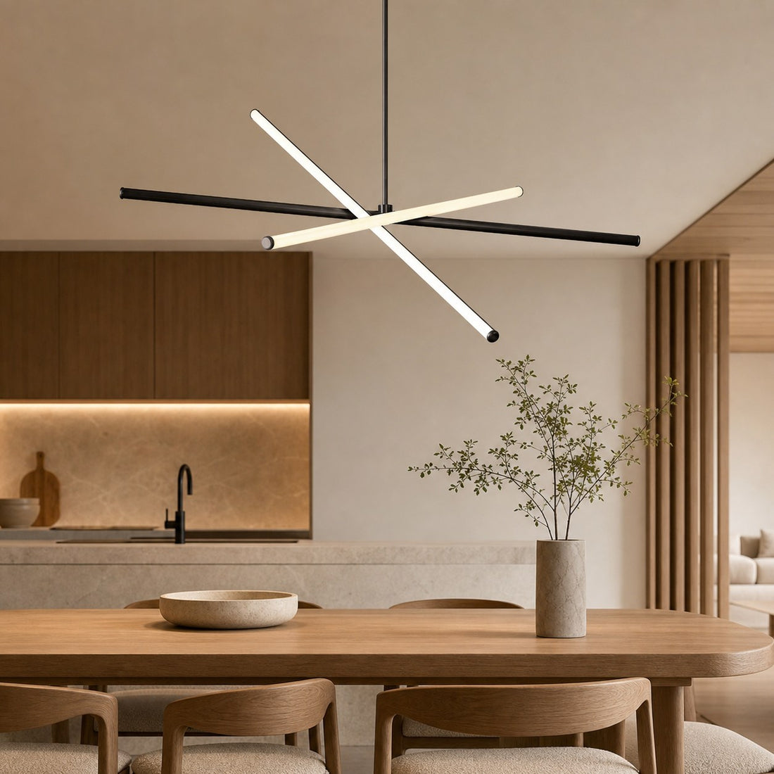 Voro Minimalist Chrome Light Rods - LED Semi-Flush Mount Ceiling Light