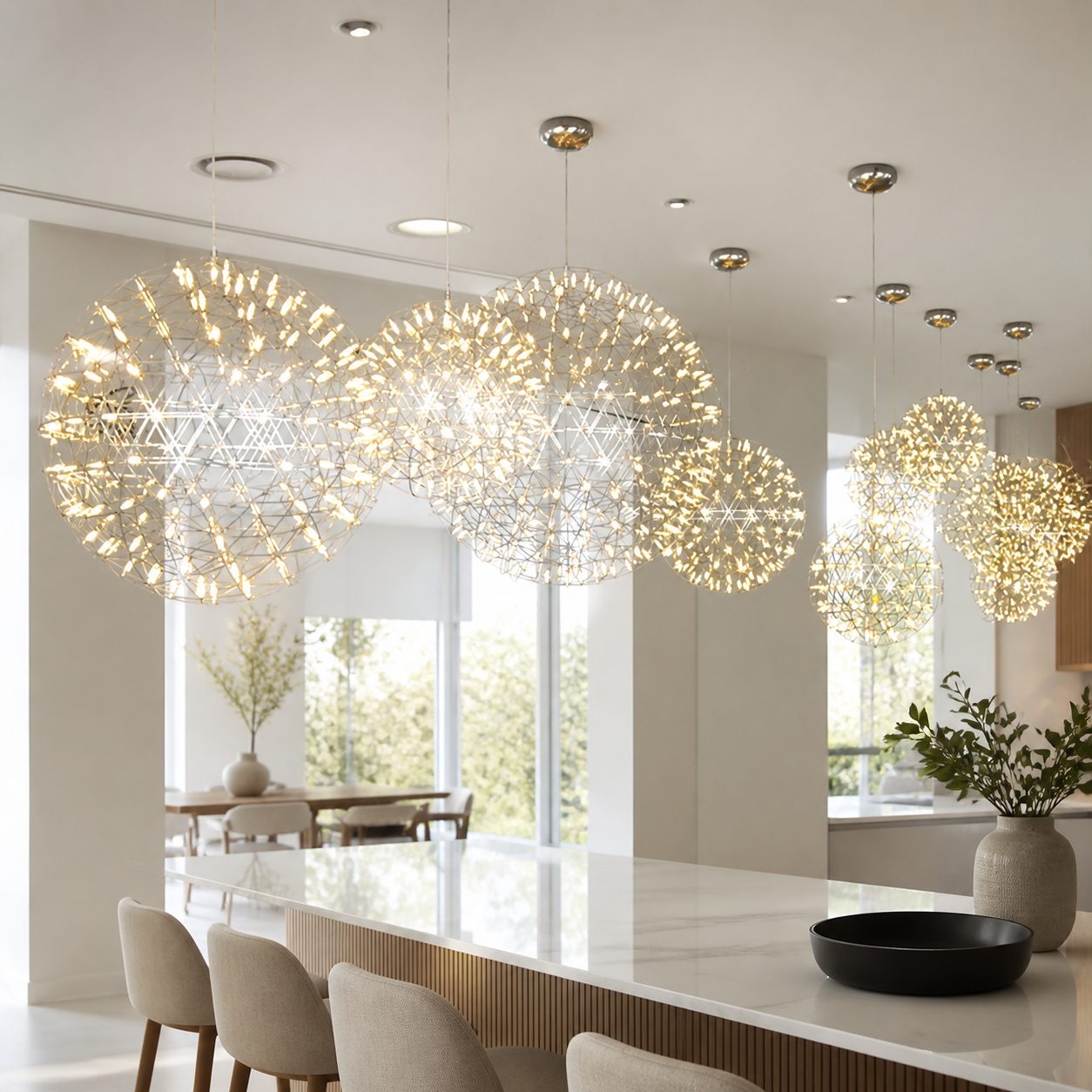 Silver Spark Ball Pendant Light
