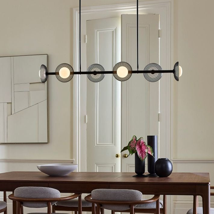 Elorina 6-Light Linear Chandelier - Modern Metal Light Fixture - Dining Room Lighting