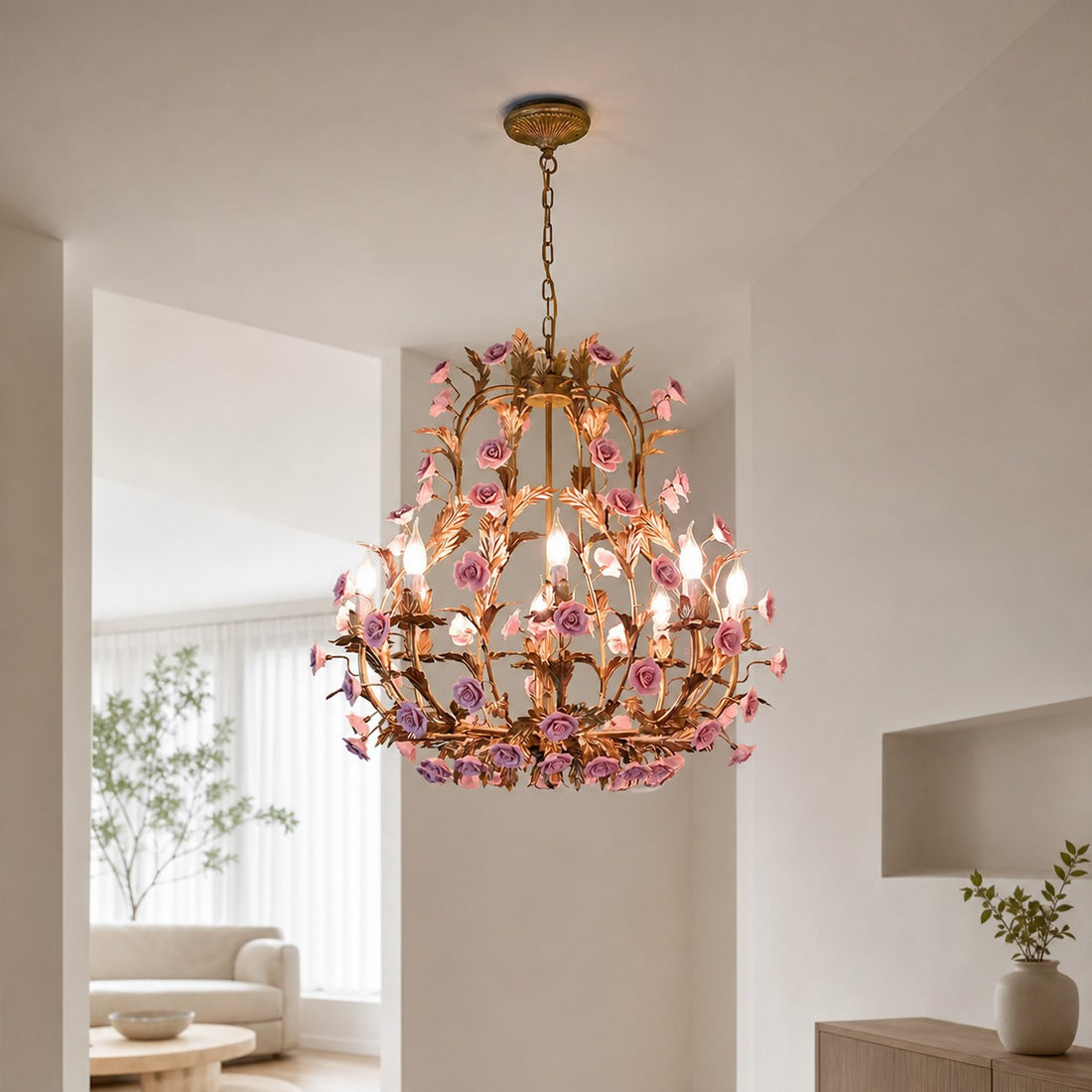 Ceramic Rose Chandelier