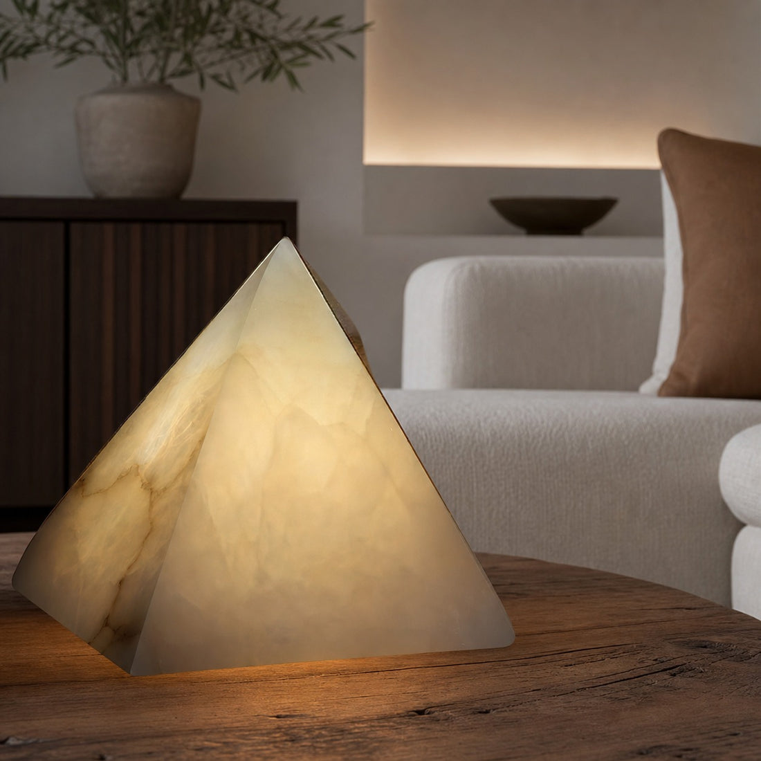 Alabaster Pyramid Table Lamp