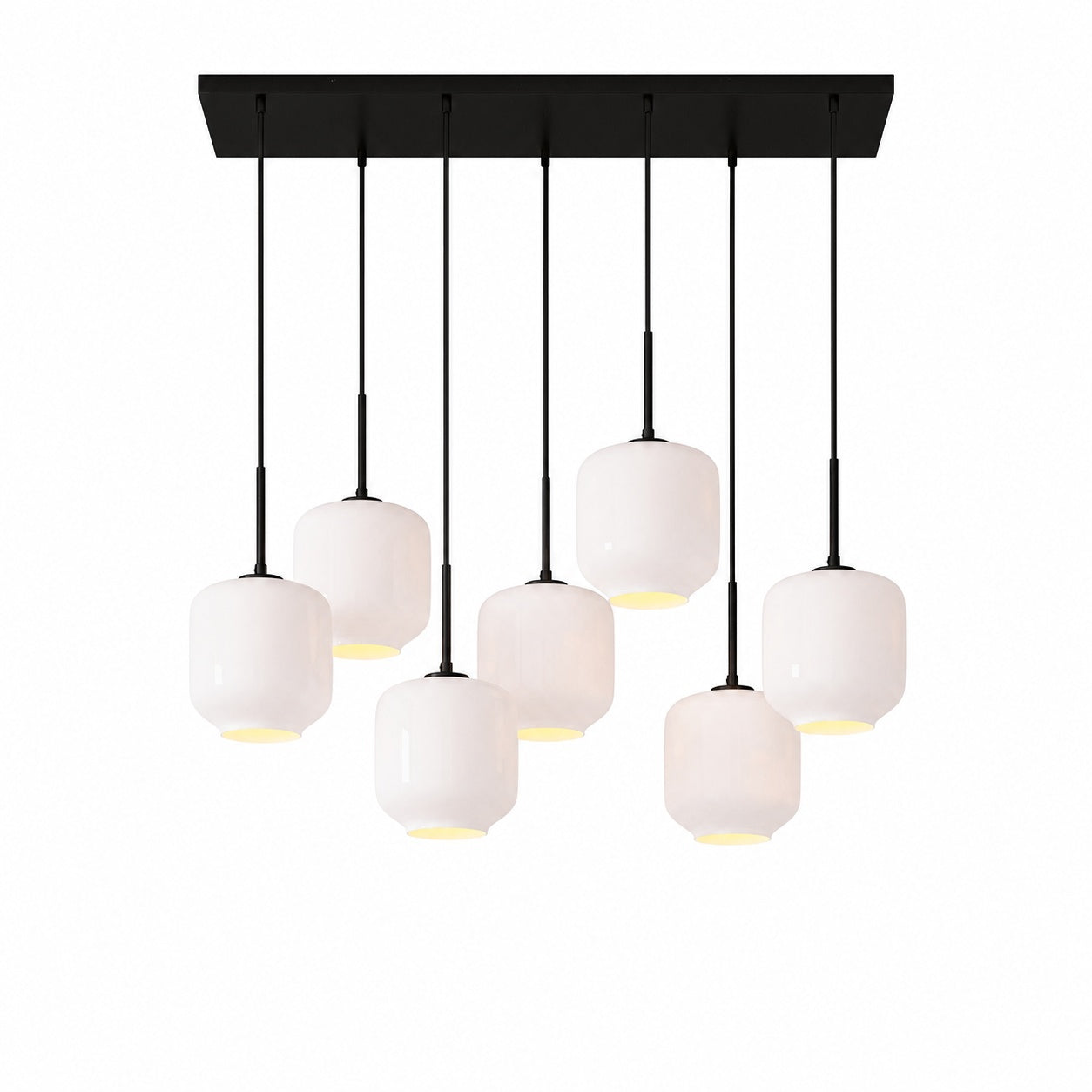 Lumivelle Sculptural 7-Light Chandelier – Adjustable Height Modern Glass Pendant
