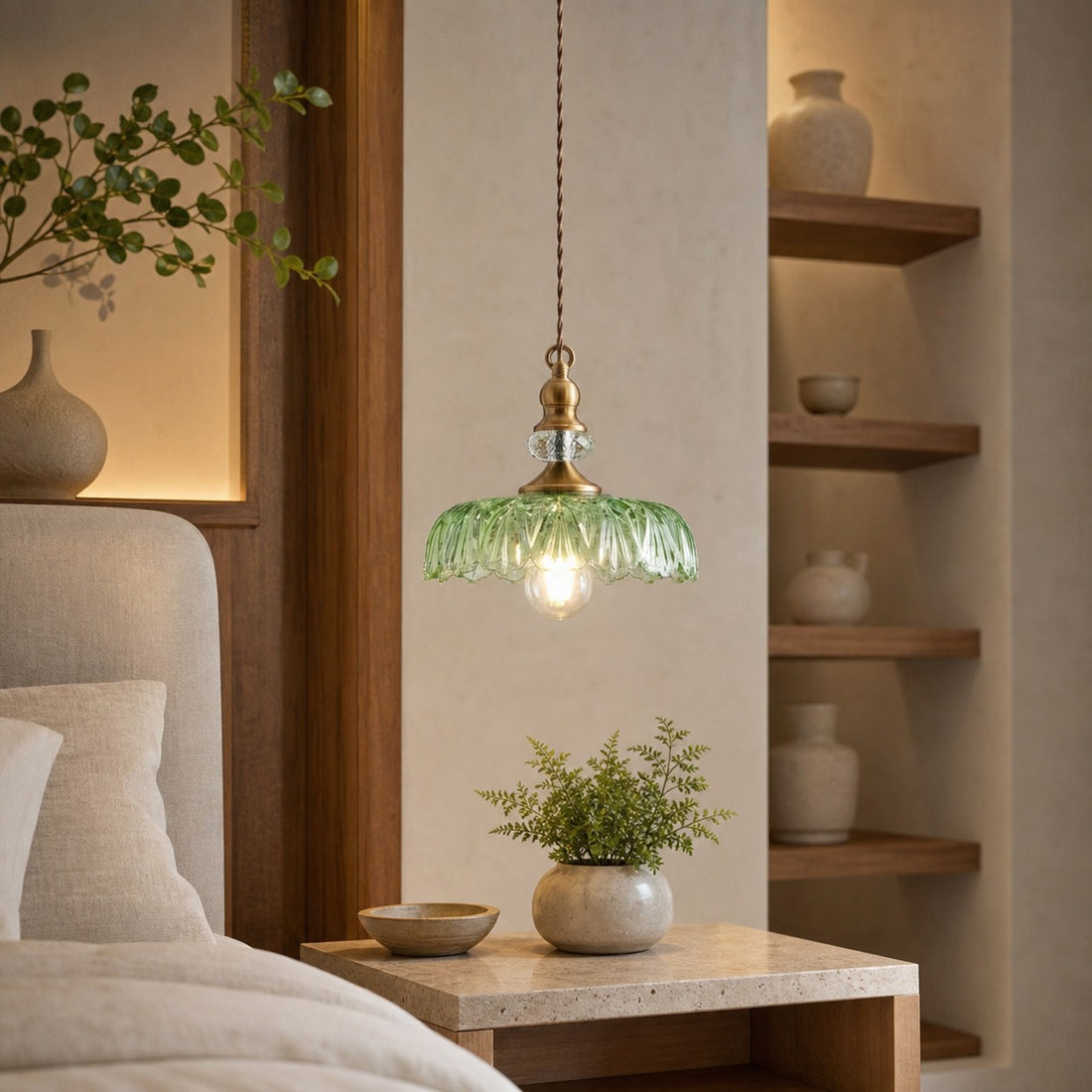 Verdoma Flower Glass Pendant Light - Vintage Floral Design for Living and Dining U01