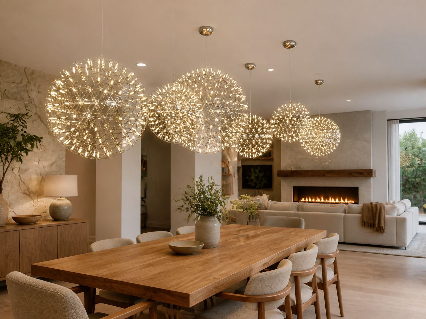 Silver Spark Ball Pendant Light