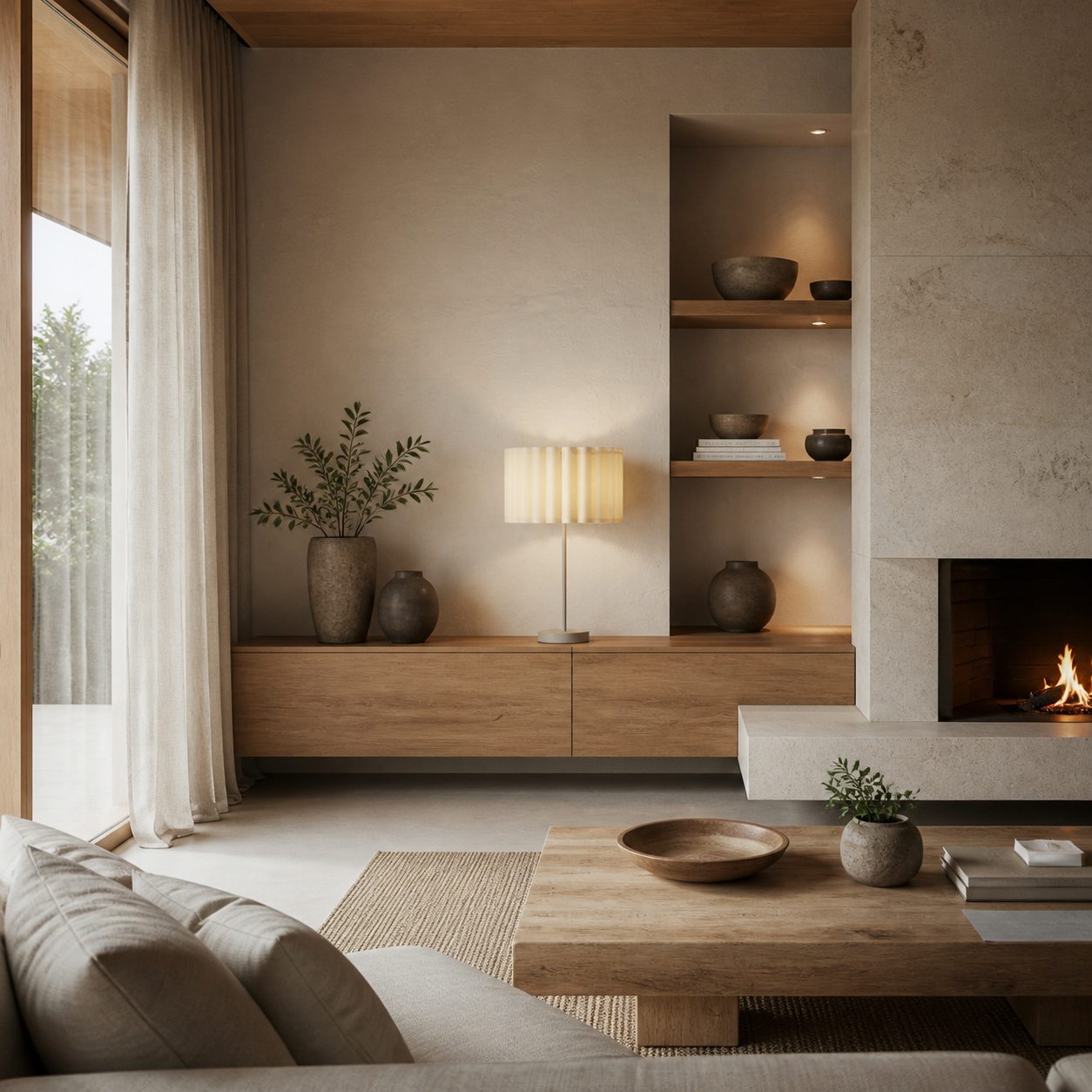 Velura Table Lamp - Beige Linen Shade in Light Beige