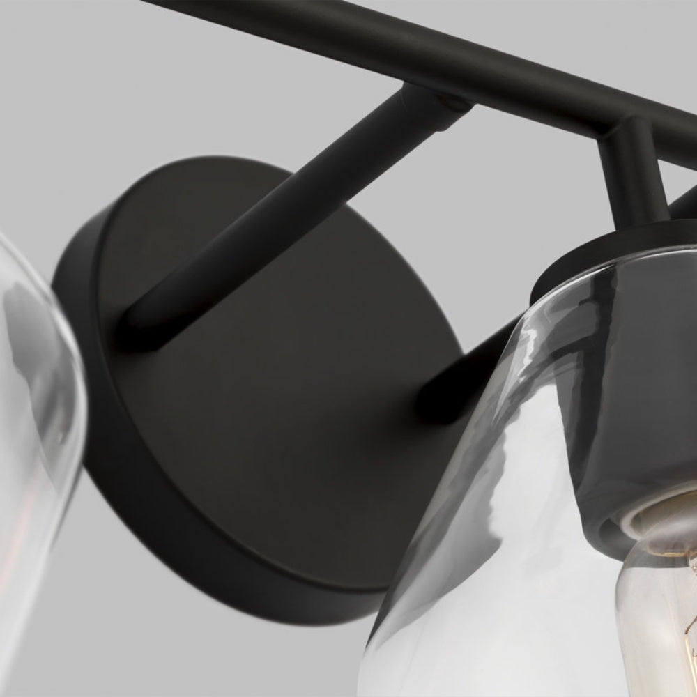 Vintage 3 Light Vanity Wall Light - Metal Glass Shades Bath Wall Sconce