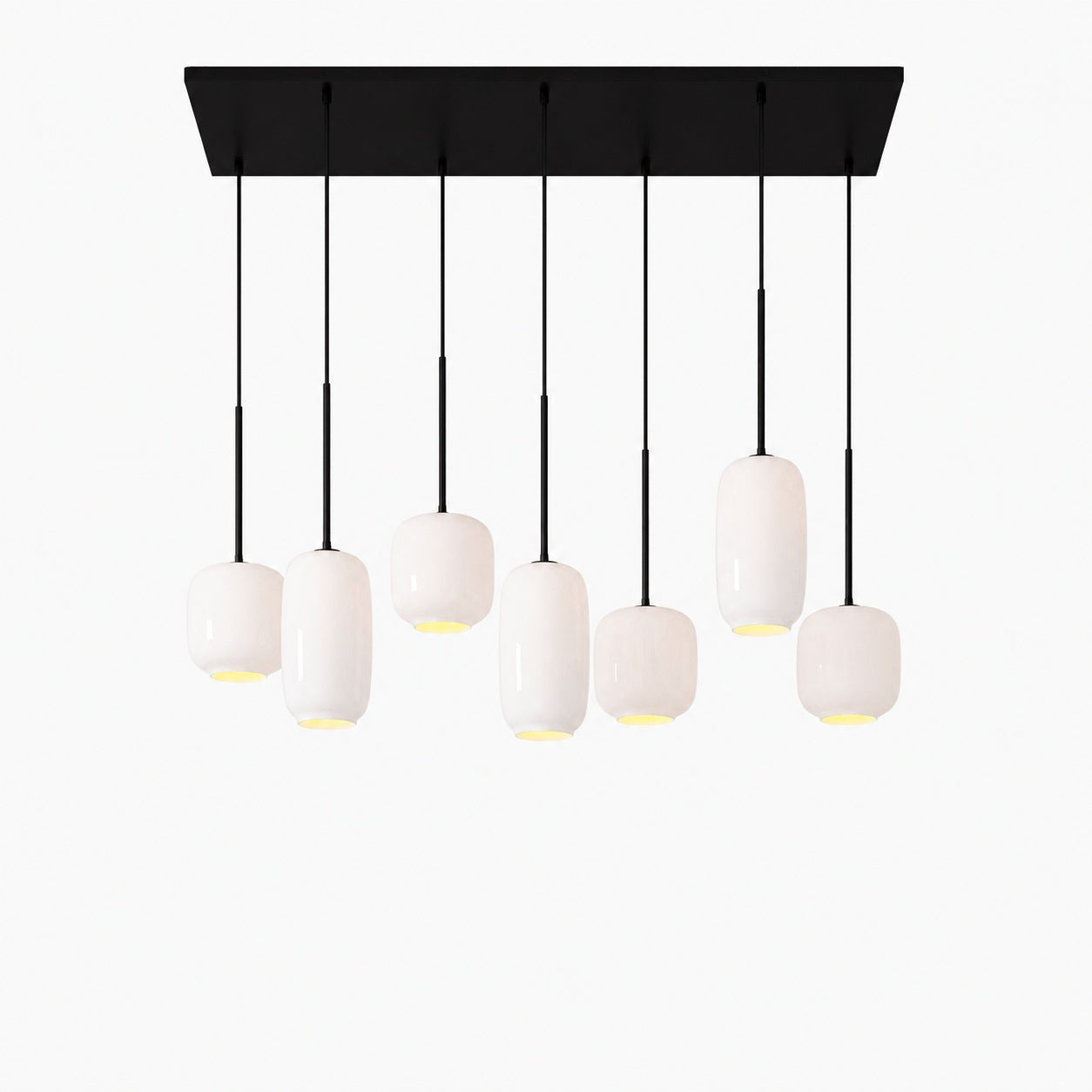 Lumivelle Sculptural 7-Light Chandelier – Adjustable Height Modern Glass Pendant