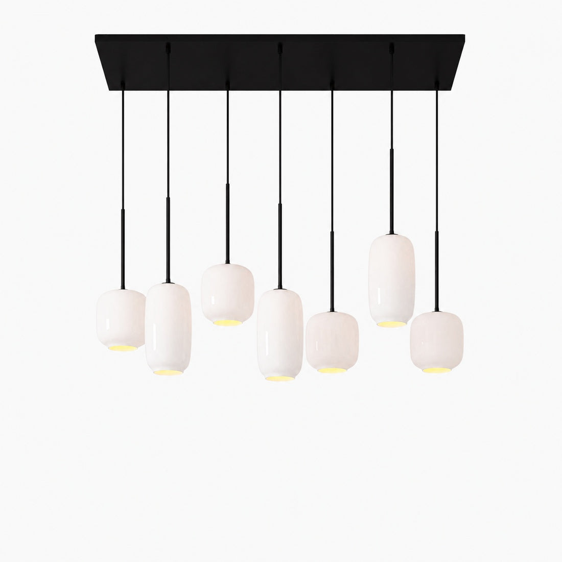 Lumivelle Sculptural 7-Light Chandelier – Adjustable Height Modern Glass Pendant