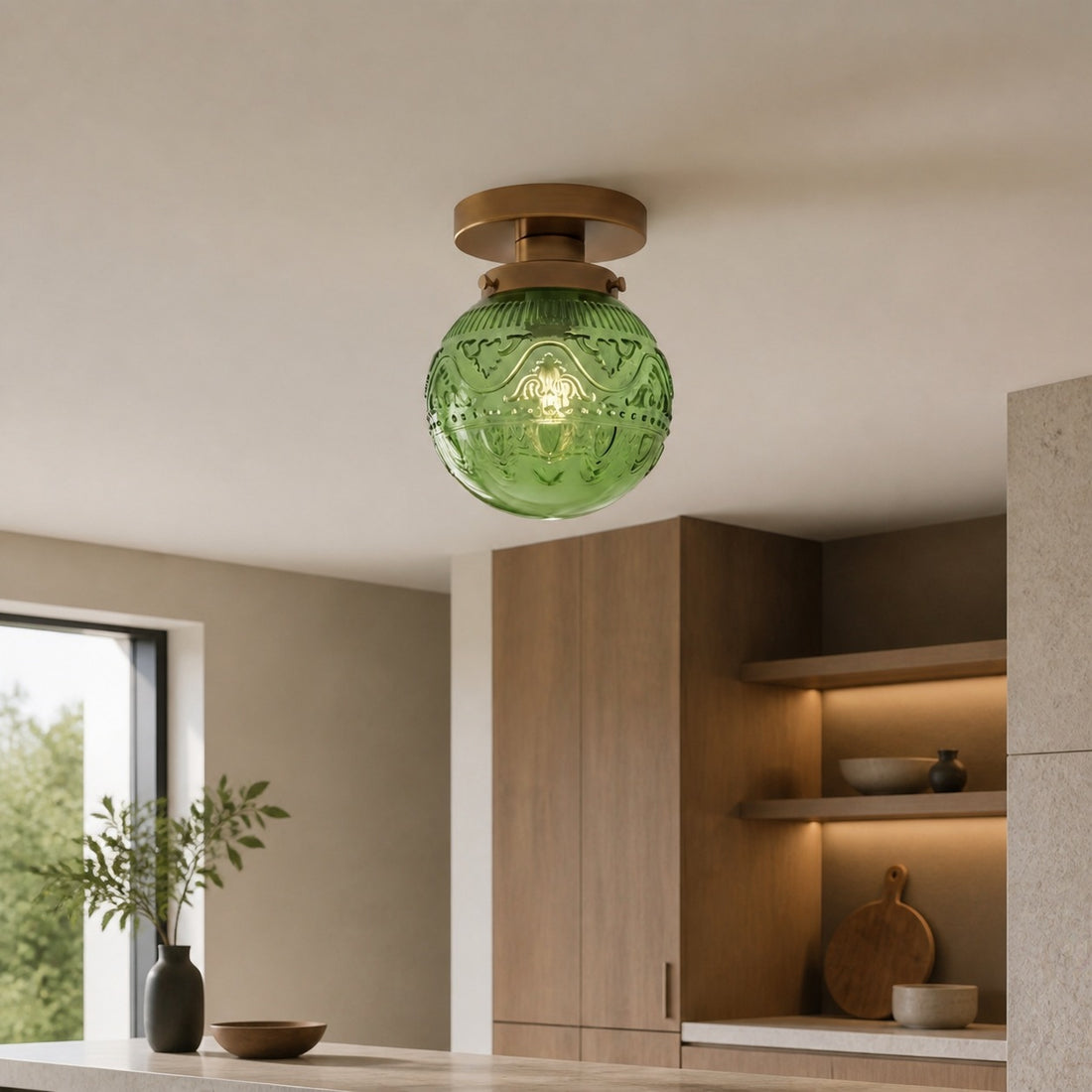 Naveliro Sphere Glass Flush Mount Ceiling Light - Timeless Design for Living Room and Kitchen