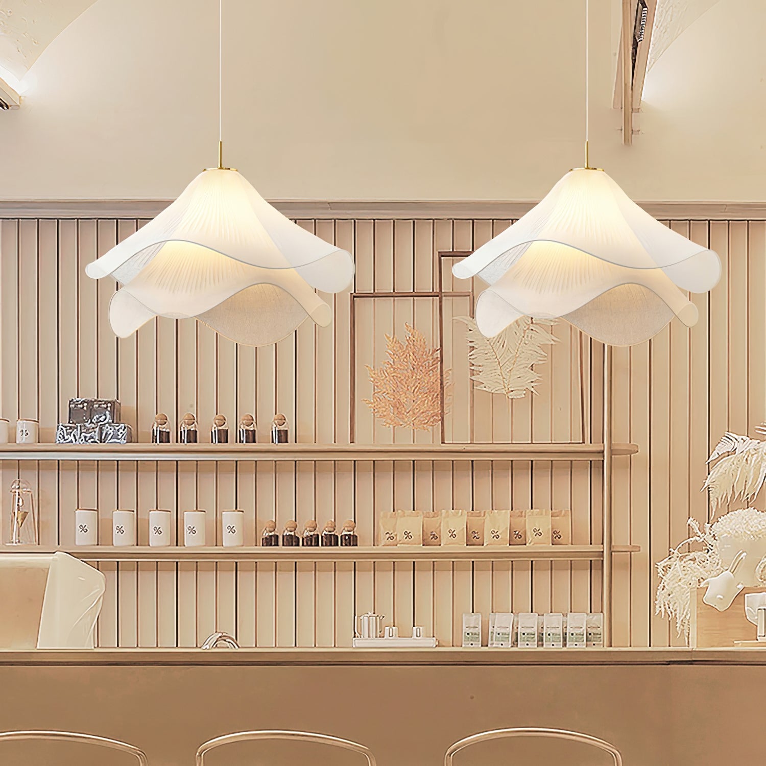 Ethereal Bloom French Floral Pleated Fabric Pendant Light