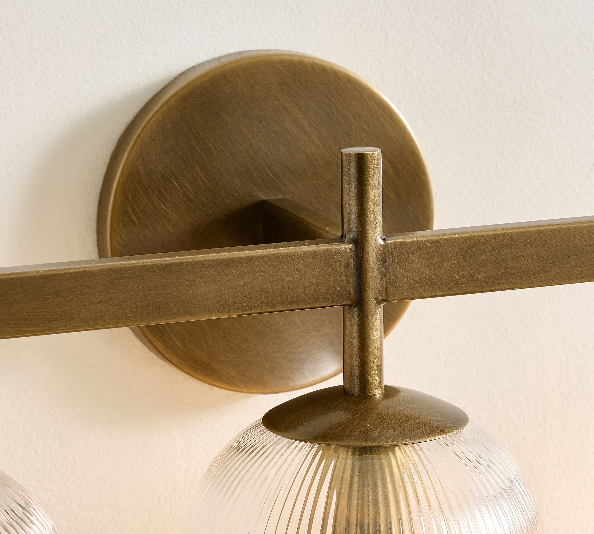 Bravira Ribbed Glass Sconce - Metal Wall Light with Clear Glass Shade