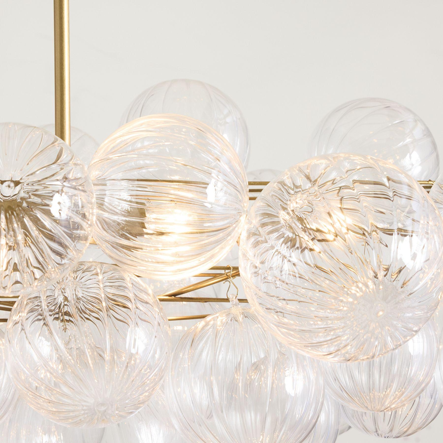 Bravira Vintage Brass Bubbled Glass Chandelier Ambient Lighting for Living Rooms and Commercial Spaces