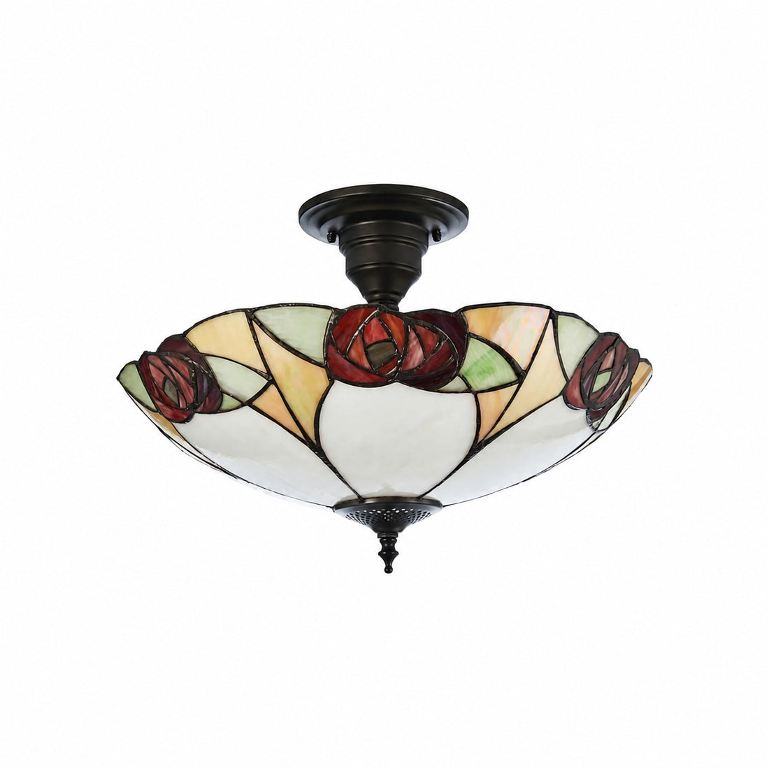 TF Ingram Handcrafted Stained Glass Ceiling Lamp – Vintage Art Deco Tiffany Light for Dining Room