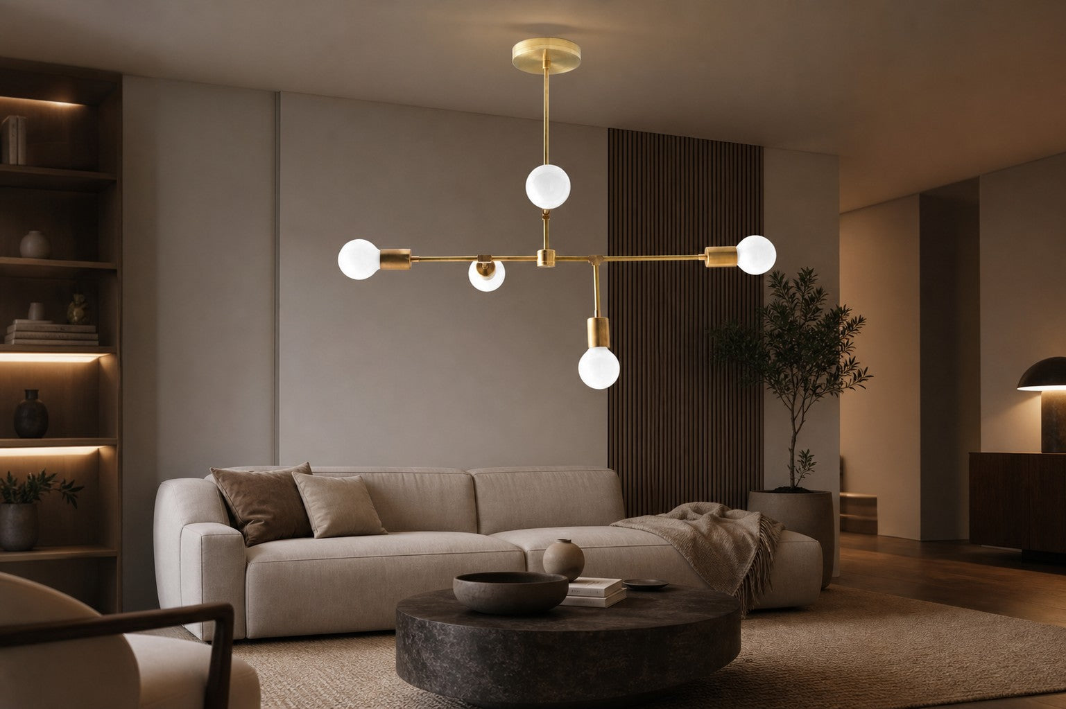 Mobilux Line 5 Light Chandelier - Modern Ceiling Hanging Lamp for Dining Room